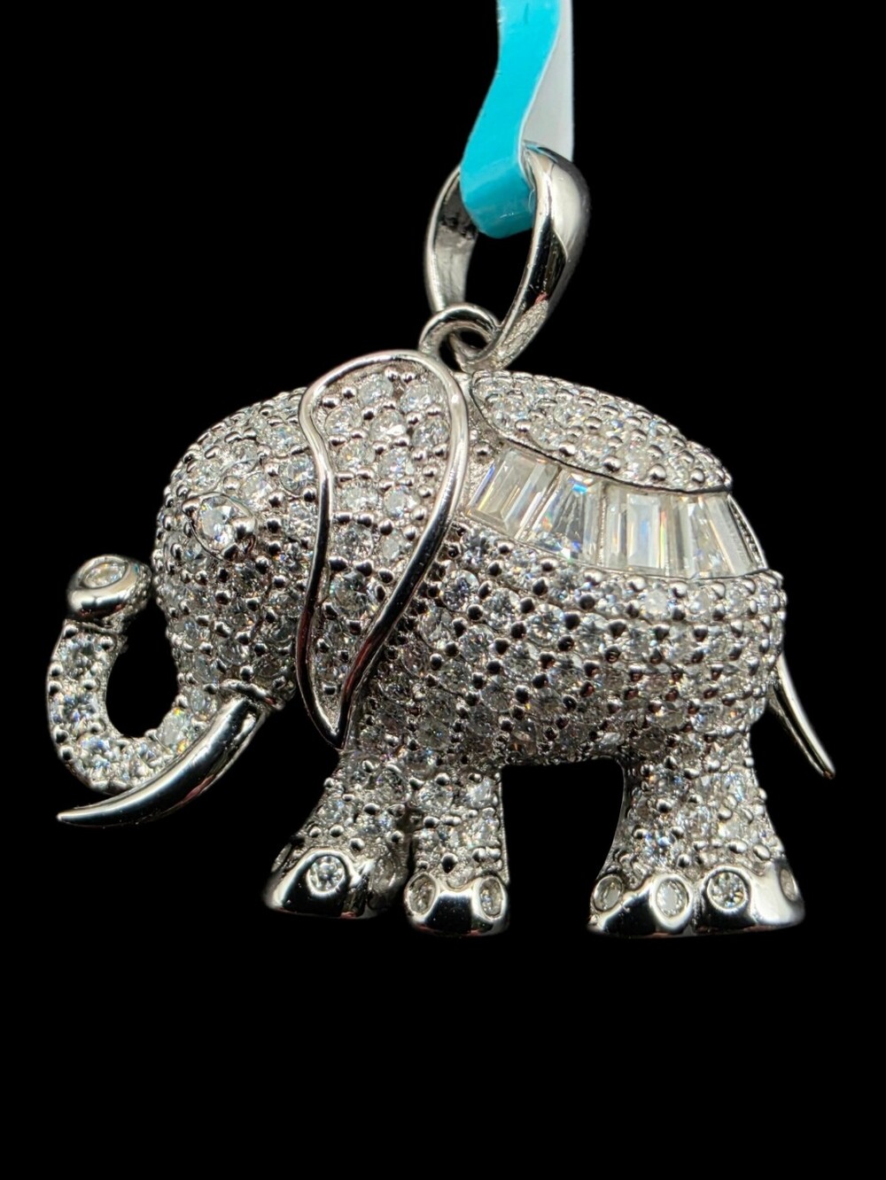 1.33 CTW Moissanite Solid 925 Sterling Silver Elephant Pendant